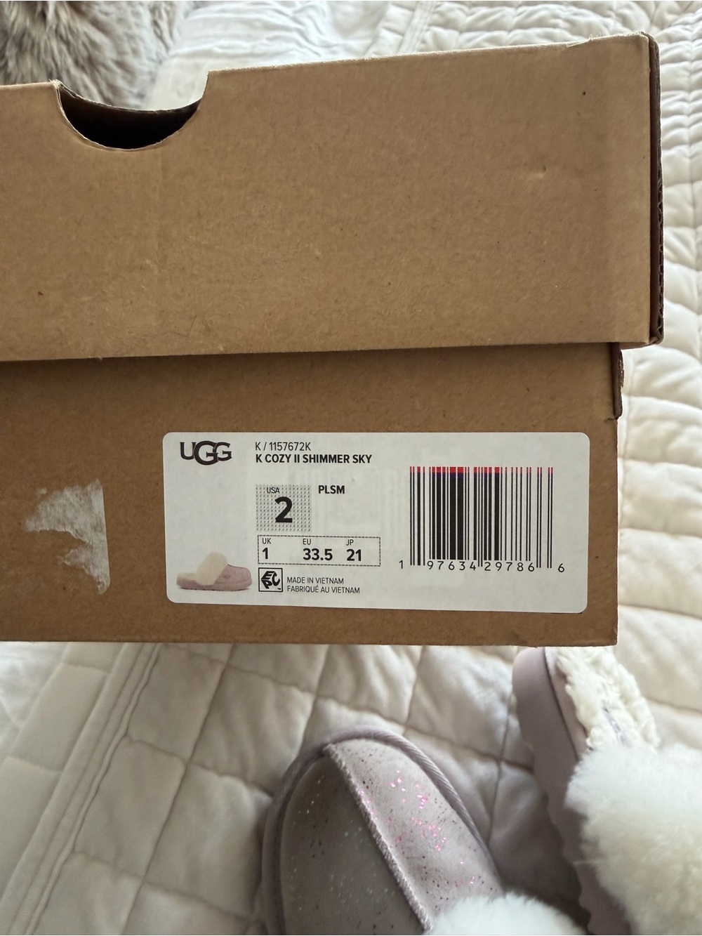 UGG Kids Sparkle Slipper Clog in Light Pink with White Shearling - Picture 5 of 5